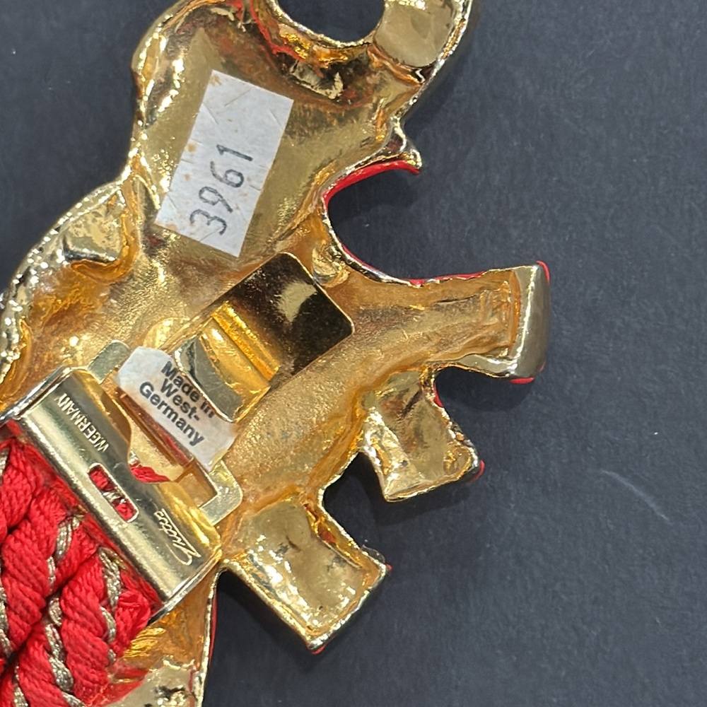 🛑🛑SOLD 🌸Vintage Gutos Red Rhinestone Elephant Stretch Belt - Picture 14 of 17